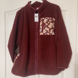 Vera Bradley Teddy Fleece Zip-up Jacket in the "Blooms and Branches"